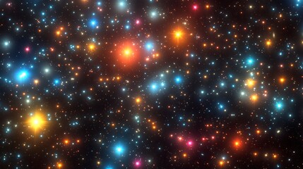Colorful stars in a dark sky.