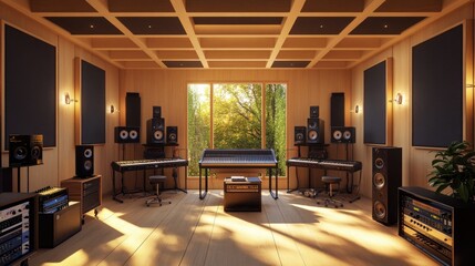 Fototapeta premium An artistic music studio with Scandinavian design elements