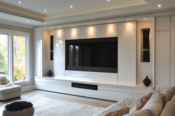 modern living room with media wall