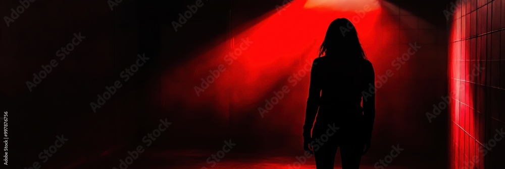 Aufkleber a shadowy figure is cast in a dimly lit room, highlighted by a solitary spotlight that evokes feelin