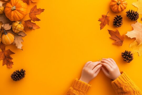 Thanksgiving children s craft activity flat design, top view, educational theme, animation, vivid