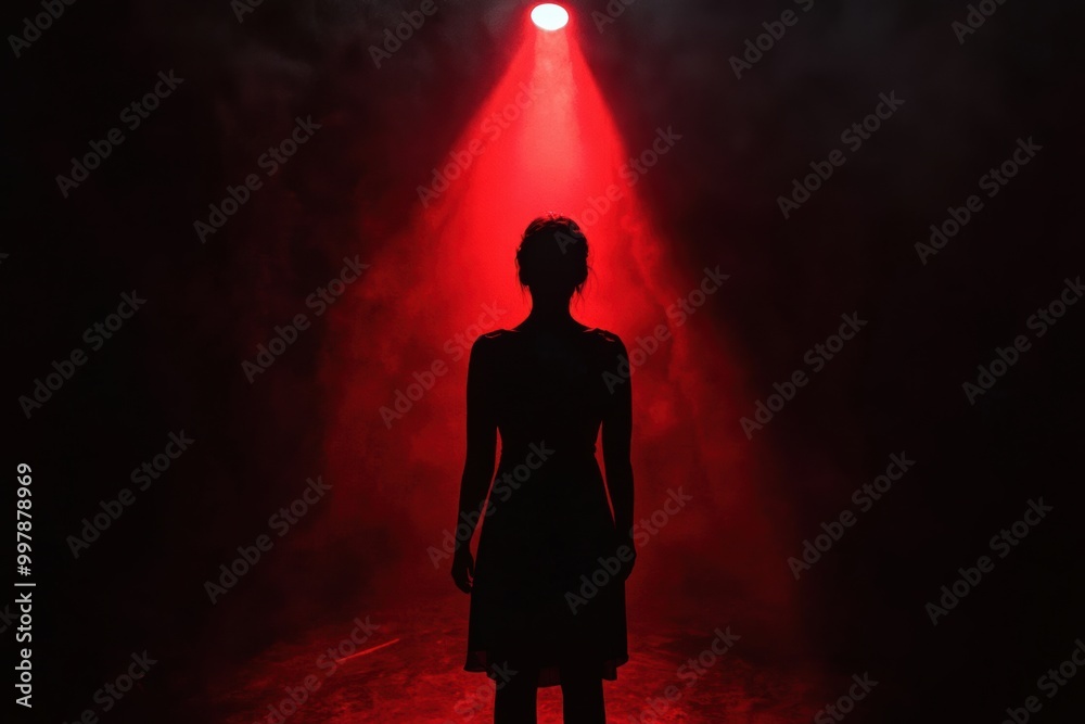 Poster the atmosphere is thick with tension as a lone figure faces a beam of red light in a dimly lit space