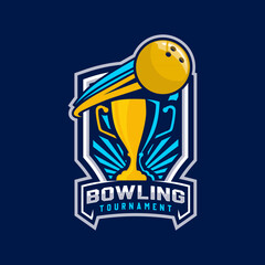 professional bowling club badge logo design