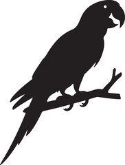 A parrot on the tree branch on flying mode