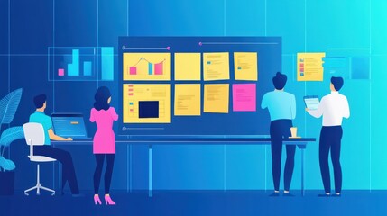 Agile scrum board with paper task for software development team, agile, scrum, board, software, development, methodologies
