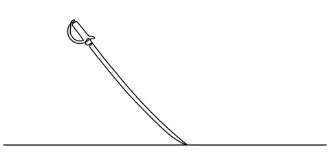 Sword sign line continuous drawing vector. One line Sword vector background. Sword icon. Continuous outline of Sword. Linear Swords design, Continuous line drawing of sword, doodle icon design, object