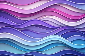 Fototapeta premium Eye Level interlocking purple blue white violet and pink swirls paper craft paper cutout background of peaceful ambient abstract waves
