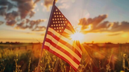 Commemorate American with a sunset flag tribute for national holidays and Veteran's Day.