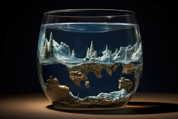 monuments of the world sea in a glass of water