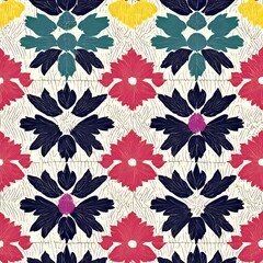 Seamless Pattern Of Embroidered Mosaic Patterns