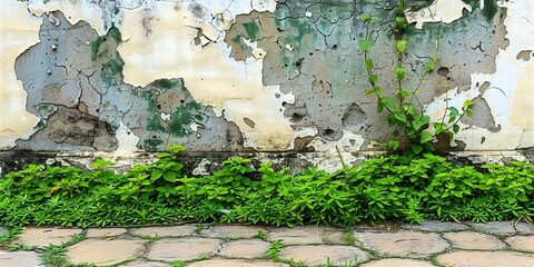 Naklejka premium stone wall with moss