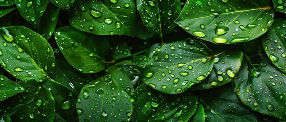 A lush green plant with droplets of water on its leaves - Powered by Adobe