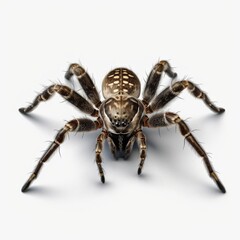 Closeup of a Spider on a white background, highlighting details and textures. Scary Insect Halloween Decor