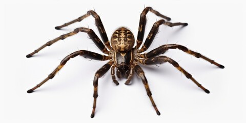 Closeup of a Spider on a white background, highlighting details and textures. Scary Insect Halloween Decor
