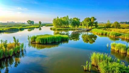 Eye level scenic view of a wetland in Yancheng Jiangsu Province