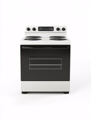 Fototapeta premium Sleek stove mockup against a crisp white backdrop, perfect for highlighting kitchen concepts or appliance promotions.