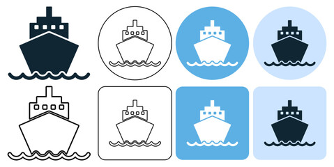 ship or boat for dock or travel vector pictogram sign icon symbol ui and ux design, glyphs and stroke line	