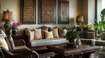 A chic living area with Thai modern decor