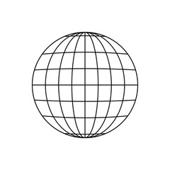 Customizable Wireframe Globe Icon - Editable Stroke and Color