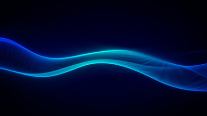 Futuristic Technology Glowing Blue Wave on Dark Background