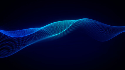 Futuristic Technology Glowing Blue Wave on Dark Background