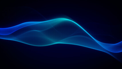 Futuristic Technology Glowing Blue Wave on Dark Background