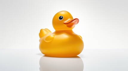 Yellow Rubber Duck Toy on a White Background