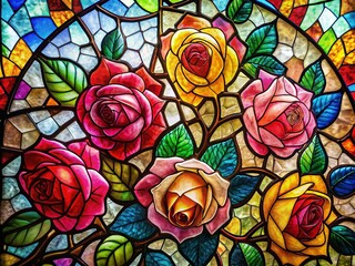 Beautiful Free Stained Glass Patterns Featuring Elegant Roses for Creative Art and Design Projects
