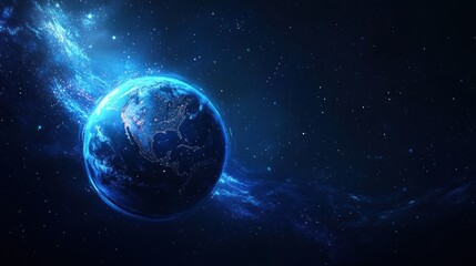 Obraz premium Earth from Space, Blue Nebula