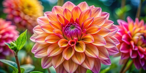 Fototapeta premium Beautiful hand-drawn dahlia flower illustration showcasing intricate details and vibrant petals