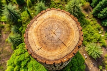 Eye level view of burnt tree trunk from above