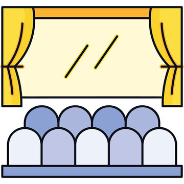 theater scene with yellow curtains and seats clip art preview