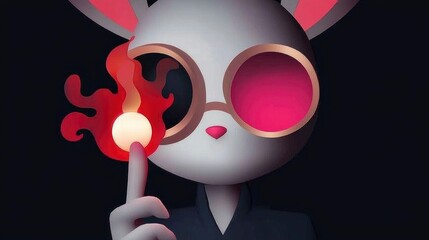 Cool Bunny with Fire in Hand