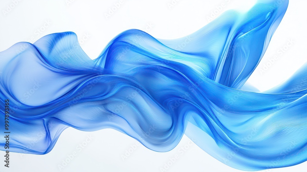 Poster Blue abstract wave background with white background. ai generative.