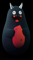 Cute Monster Holding Red Gift