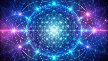 Eye level view of sacred geometry patterns for astral projection and energy grid