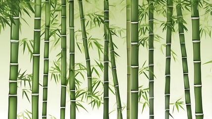 illustration with green bamboo plants
