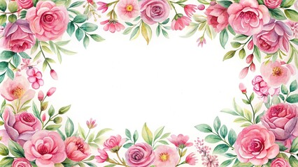 Eye level watercolor style pink floral ornament frame