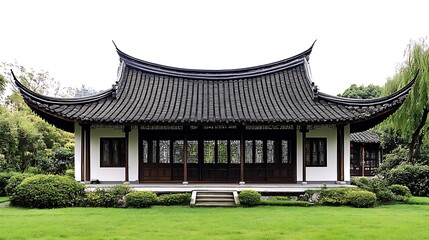 Obraz premium Traditional Chinese Architecture in a Tranquil Garden