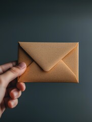 A hand reaching for a glowing 'Job Offer' envelope, sleek modern office desk with soft natural light, peaceful mood, realistic, close-up with room for text.