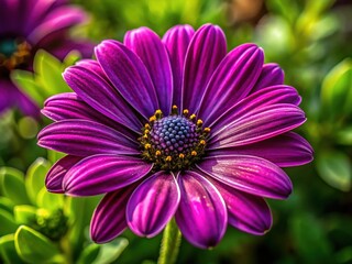 Obraz premium Dark Purple Daisy Flower Blooming in Nature with Rich Color and Delicate Petals Close-Up Photography