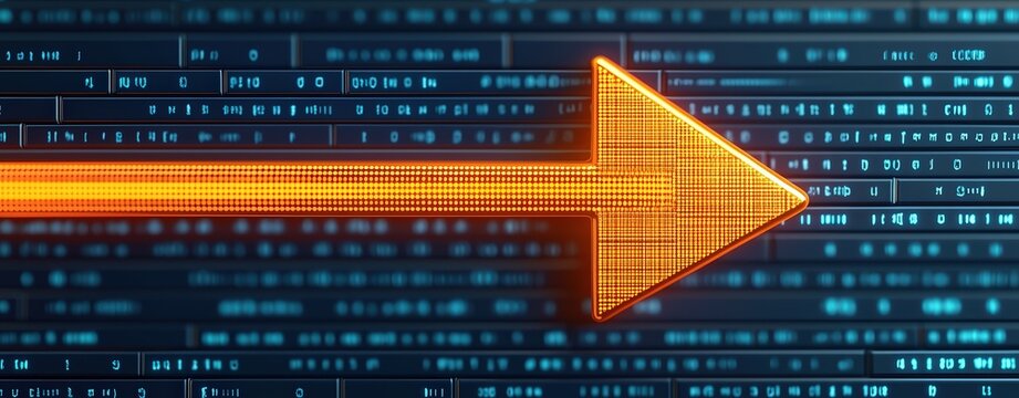 A glowing arrow pointing towards a job listing on a digital screen, clean tech-themed background with soft lighting, minimalistic, 3D render, top view, space for text.