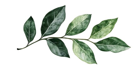 Naklejka premium Watercolor Green Leaves Branch