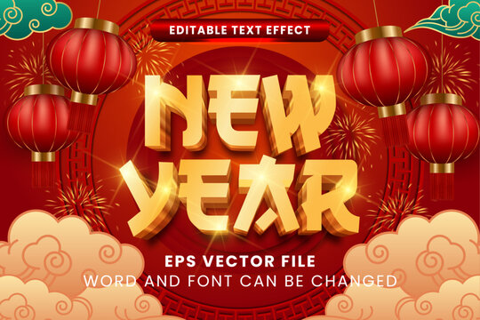 Happy chinese new year luxury gold editable vector text effect. 2025 new year text style