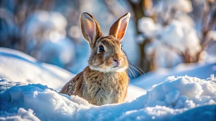 Delicate Rabbit Prints in Fresh Snow Creating a Beautiful Winter Scene in Nature's White Wonderland