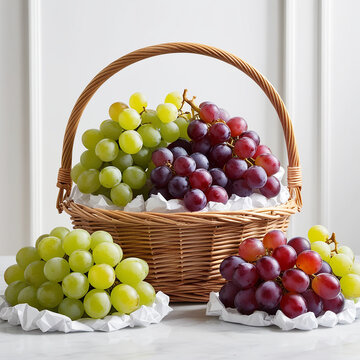 Grapes on baket whote back ground