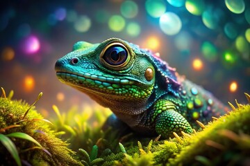 Obraz premium Fantastical creature emerging from green moss