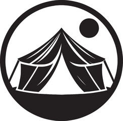 Outdoor camping tent silhouette vector illustration isolated on a white background