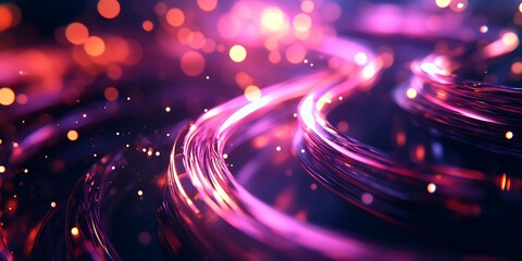 Obraz premium Abstract vibrant waves with glowing particles.