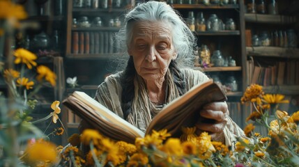 Elderly Woman at Traditional Flower Market with Warm Smile